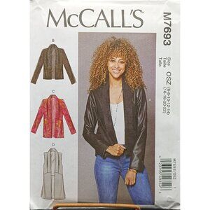 UNCUT Misses Vest & Jacket Sewing Pattern McCalls M7693 Sizes 6-22 Easy Tailored